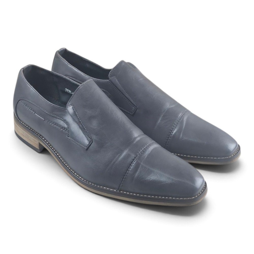 Masimo‎ Cap Toe Slip On Dress Shoes Mens 12 Gray Excellent Leather Loafers
